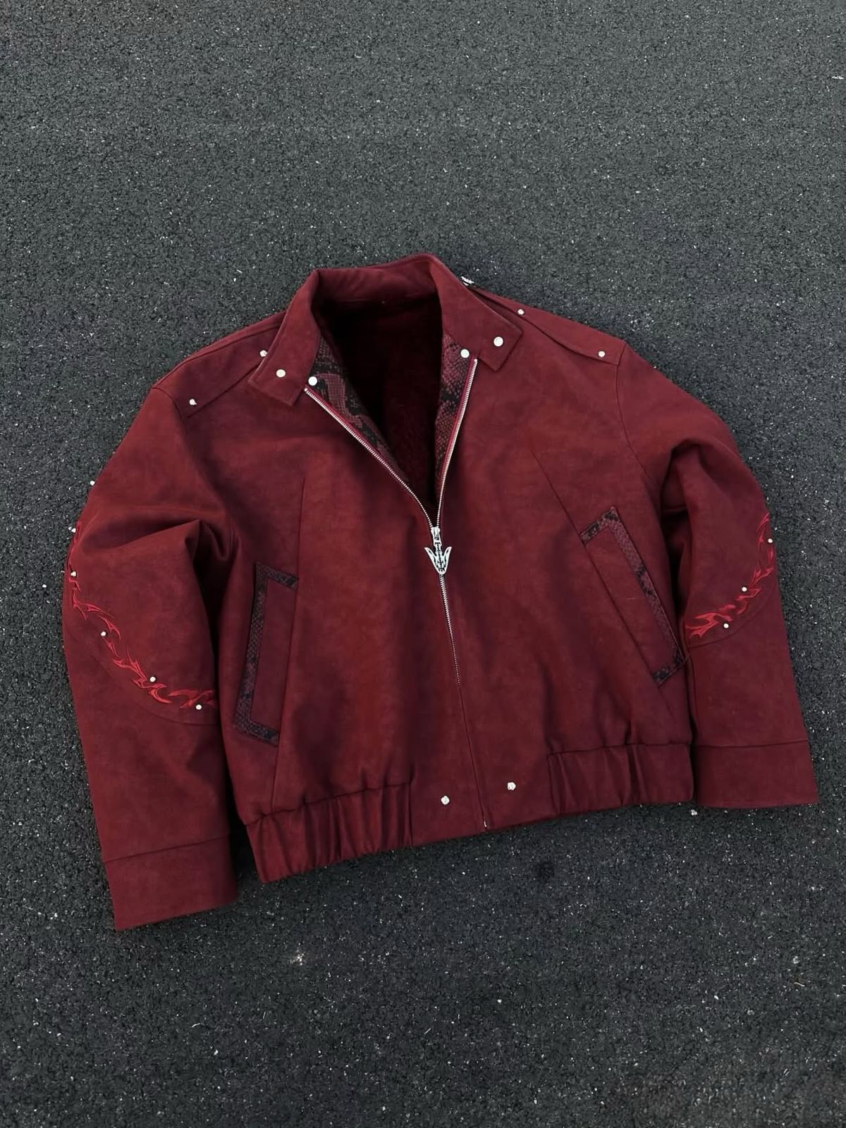 CRIMSON FLAME BOMBER JACKET